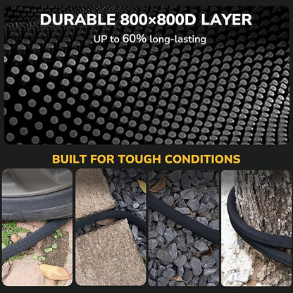Lightweight Flat Garden Hose 100 FT, 3/4" GHT Flexible Water Hose with Spray Nozzle, Durable 800D Fabric, Kink Free Design, Portable Garden Hose for Lawn, Yard, Car Wash