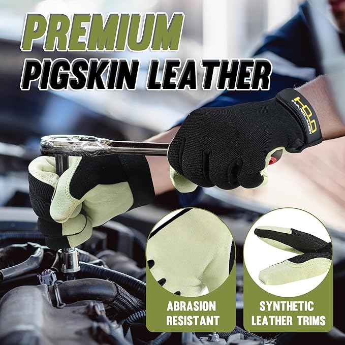 HANDLANDY Work Gloves for Men & Women, Utility Mechanic Working Gloves Touch Screen, Flexible Gardening Gloves for Yard