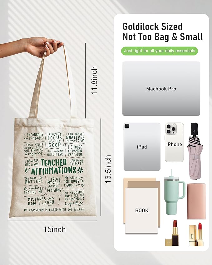 Double-Sided Canvas Tote Bag for Women with Magnetic Snap, Wide Strap & Inner Pocket for Work, Shopping, Travel