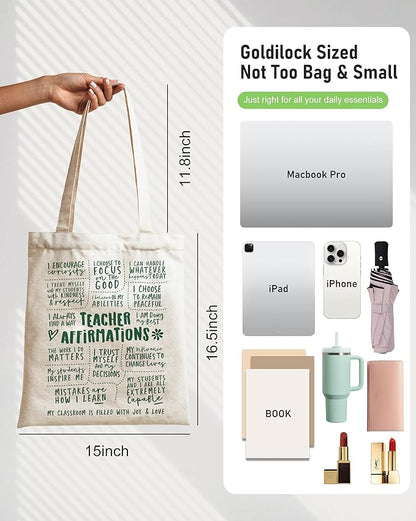 Double-Sided Canvas Tote Bag for Women with Magnetic Snap, Wide Strap & Inner Pocket for Work, Shopping, Travel