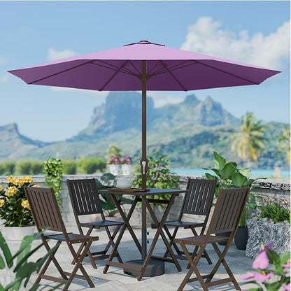 PatioKingdom 11FT Patio Umbrella,Outdoor Umbrella with Push Button Tilt and Crank,Market Table Umbrella with 8 Sturdy Fiberglass Ribs UV Protection(Taro Purple, 11FT)