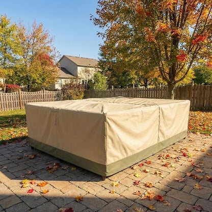 COWVIE Rectangular Outdoor Furniture Cover for Sectional Sofa Set, 600D Waterproof Patio Set Cover for Lawn General Purpose Table and Chairs, 140''L x 88''W x 32''H
