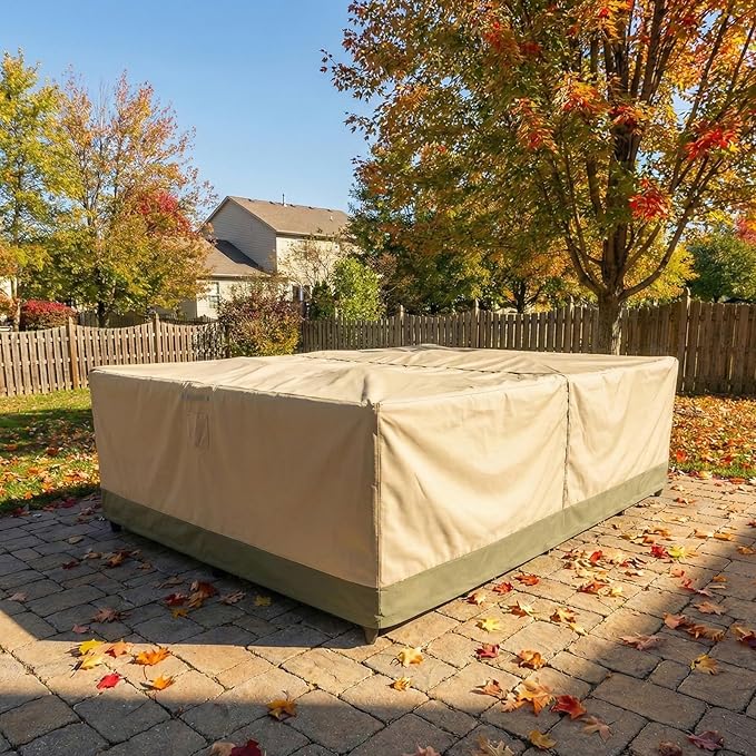 COWVIE Rectangular Outdoor Furniture Cover for Sectional Sofa Set, 600D Waterproof Patio Set Cover for Lawn General Purpose Table and Chairs, 130''L x 88''W x 32''H