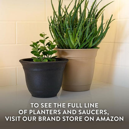 The HC Companies Sierra Round Self-Watering Pot - Lightweight Plastic Planter for Herbs & More - Durable Plant Pots for Indoor Plants & Outdoor Plants (13” Arizona Sand, Pack of 1)