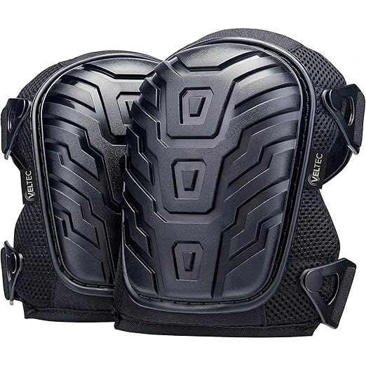 Veltec Premium Knee Pads for Work with Soft Foam and Gel Cushion - Heavy Duty Pads & Adjustable Non-Slip Straps - Pro Protection & Comfortable for Construction, Gardening, Flooring, Roofing and More