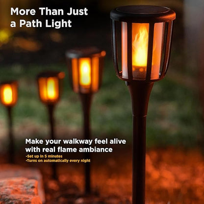 Solar Landscape Lights Rustic - Realistic Flickering Flame Patented LED, Adjustable Height, Pathway Lights Solar Powered Torch with Poles for Outdoor Landscape, Garden, Yard, and Patio Decor (1 Pack)
