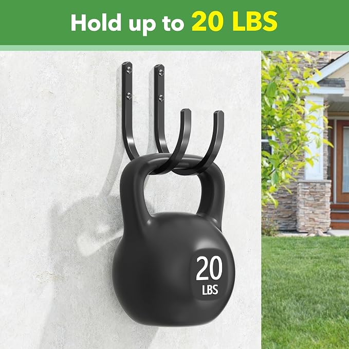 songsoso Garden Hose Holder Wall Mount - Aluminum Hose Hanger for Outside, Durable Wall-Mounted Hooks for Garden & Outdoor Use（2 Hooks）