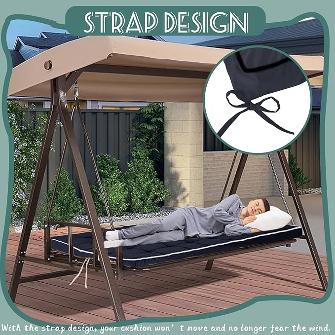 Replacement Cushions for Swing, Swing Cushions 3 Seater Replacement, Waterproof Thicken Washable Pad Cushion for Outdoor Indoor Furniture Swing Patio (Navy, 40x55 inch)