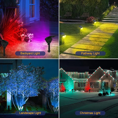 T-SUN Solar Lights Outdoor Waterproof IP65, 6Pack LED Solar Spot Lights Color Changing IP65 Waterproof Smart Auto On/Off for Outside Landscape Garden Yard Lawn Pathway Patio Driveway