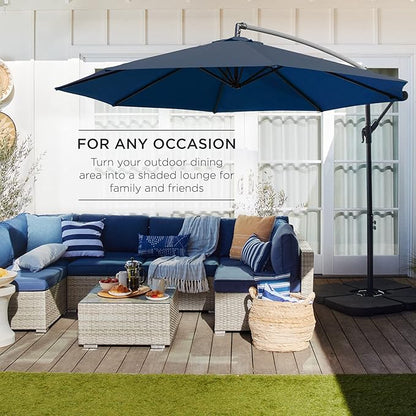 Best Choice Products 10ft Offset Hanging Market Patio Umbrella w/Easy Tilt Adjustment, Polyester Shade, 8 Ribs for Backyard, Poolside, Lawn and Garden