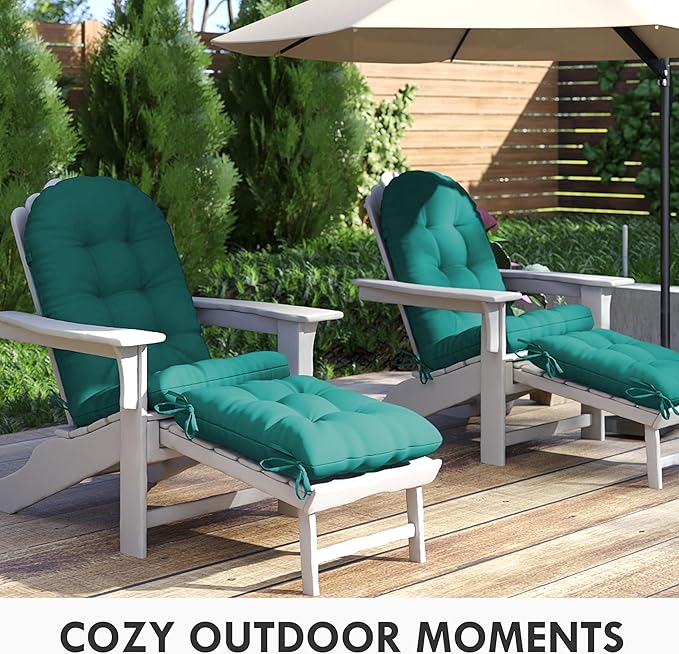 Adirondack Chair Cushion with Ottoman, Folding Adjustable Adirondack Seat Cushions, Waterproof Adirondack Patio Chair Pads for Garden, Deck, or Poolside, Large-Lake Blue-1