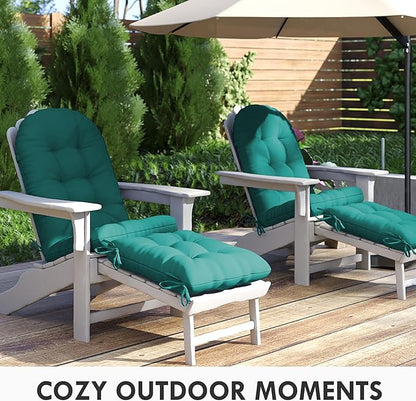Adirondack Chair Cushion with Ottoman, Folding Adjustable Adirondack Seat Cushions, Waterproof Adirondack Patio Chair Pads for Garden, Deck, or Poolside, Large-Lake Blue-1