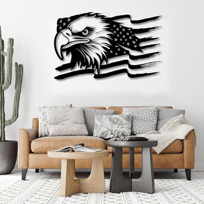 American Eagle Metal Wall Art - US Large Eagle Wall Sign - Patriotic Independence Day Gift, 41x26inches / 105x66cm, Style 1