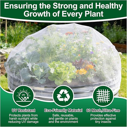 2 Pack Garden Netting for 4x2x1ft Raised Beds, Ultra-Fine Mesh Plant Covers with Drawstring, Bird, Pest & Small Animal Barrier for Vegetables, Fruits & Flowers