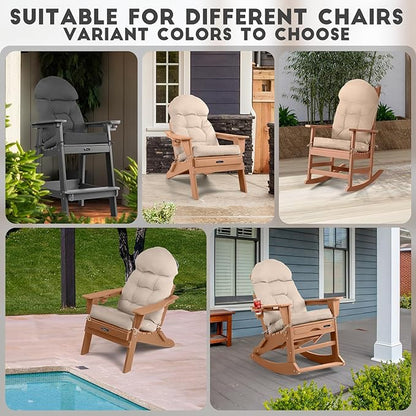 FUNBERRY Adirondack Chair Cushion, Thicken Comfy Cushions for Rocker Non Slip Fade Shield Waterproof High Back with Ties