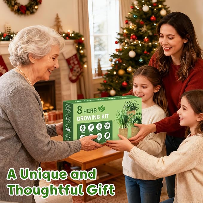 8 Herb Indoor Garden Kit for Beginners, Complete Windowsill Growing Gifts Set with Tools, Mother's Day Gifts for Mom,Unique Christmas Birthday Gifts for Women Men Girls Kitchen Housewarming