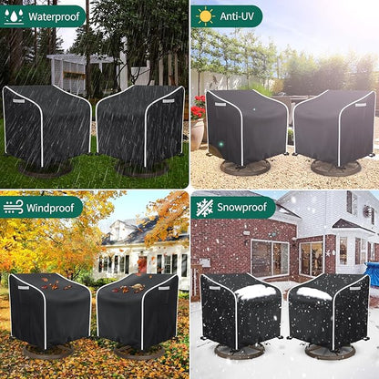 AKEfit Outdoor Swivel Lounge Chair Cover 2 Pack,Heavy Duty Waterproof Patio Chair Covers for All-Weather Protection Outdoor Lawn Furniture, Black-30W X 34D X 38.5H inches