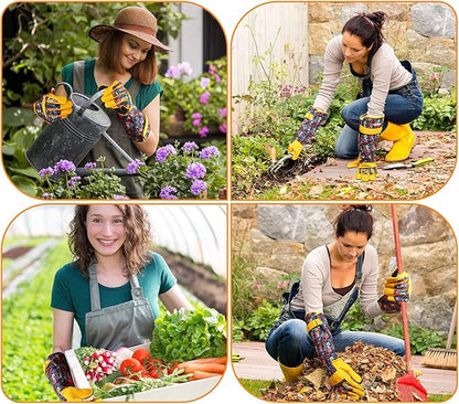 Long Gardening Gloves for Women Rose Pruning Garden Gloves Ladies Protective Work Gloves for Yard & Outdoor Work