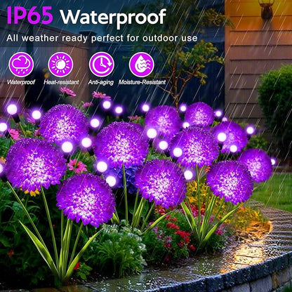 Solar Garden Lights, 8 Pack Solar Purple Swaying Firefly Lights with Flowers, Waterproof Purple Halloween Flowers Light Outdoor for Garden Patio Yard Fall Decoration, Gifts for Women Mother's Day