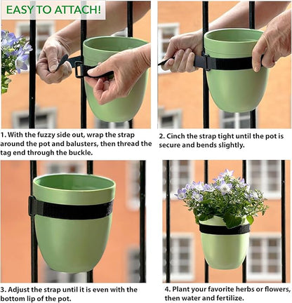 Railing Planter for Outdoor Plants (6-inch, 3-Pack) | Hanging Planter for Railings, Fence Posts | Balcony Wall Planter for Herbs, Flowers and Succulents | Made in The USA