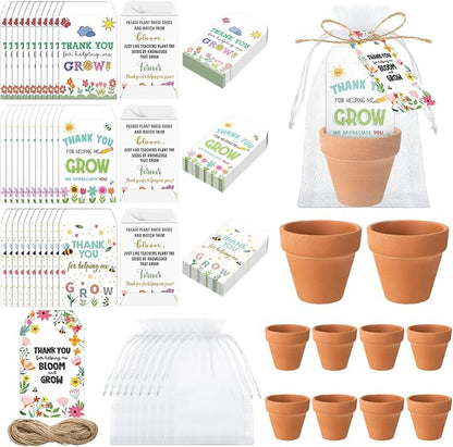 Reallnaive End of Year Teacher Gifts Thank You for Helping Me Grow Envelopes Seed Packets Include 24 Mini Terracotta Pots Seed Packets 24 Self Adhesive Envelopes Thank You Tags Gifts