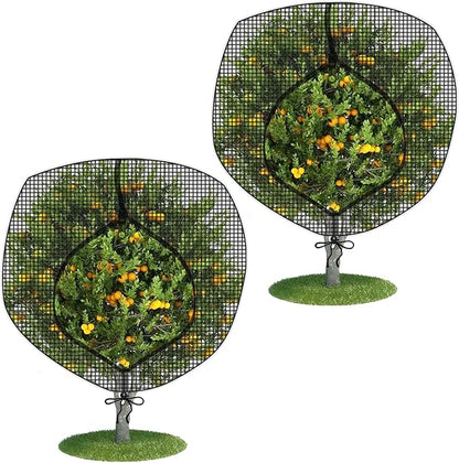 Fruit Tree Netting Covers with Zipper to Protect from Squirrels and Birds Large Netting for Fruit Trees Net Protection, Black, 10' x 10', 2 Pack