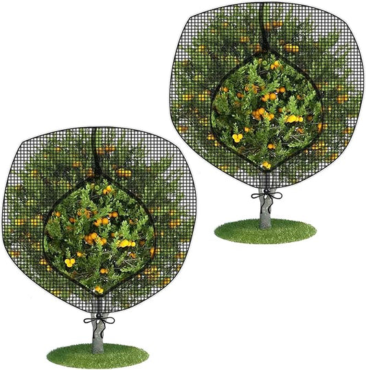 Fruit Tree Netting Covers with Zipper to Protect from Squirrels and Birds Large Netting for Fruit Trees Net Protection, Black, 10' x 10', 2 Pack