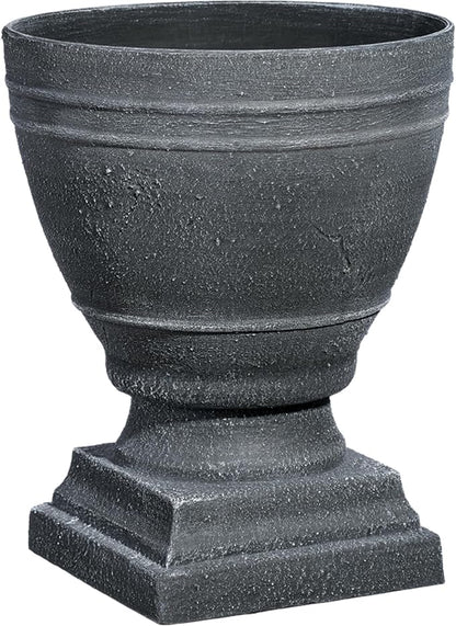 Classic Home and Garden Spartan Urn Planter - Timeless Plant Urn for Floral Displays - Durable Indoor & Outdoor Plastic Garden Planters (14”, Cast Iron)