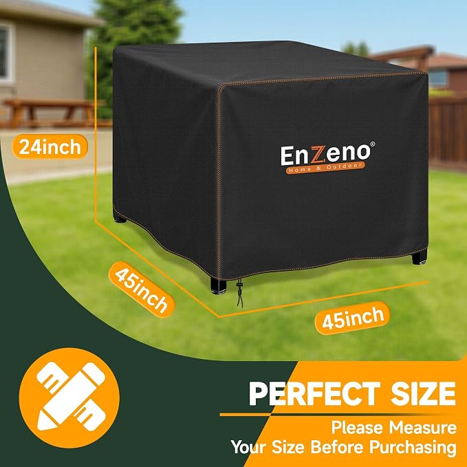Enzeno Fire Pit Cover Square,Outdoor Firepit Cover Waterproof,Oxford Cloth Patio Fire Table Cover for Outdoor Fire Pit,Fits 43-45 inch Gas Firepit covers(45"L x 45"W x 24"H)