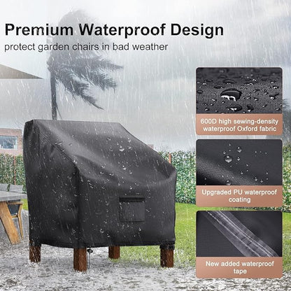 Mrrihand Patio Chair Covers Waterproof, Lounge Deep Seat Cover, Heavy Duty Outdoor Lawn Patio Furniture Covers (35" W x 38" D x 31" H - 2 Pack)