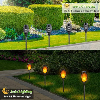 LNRYY Outdoor Solar Lights, 6Pack Solar Torch Light with Flickering Flame, Solar Garden Lights Waterproof for Outdoor Decorations, Flame Torches for Outside, Outdoor Lighting for Pathway Yard Decor