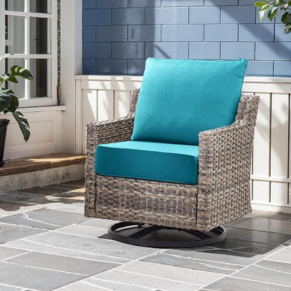 Outdoor Chair Cushions, 6 Inch Thick Patio Seat & Back Cushions Set with Removable Cover, Waterproof Patio Cushions for Outdoor Furniture, 24 x 24 Inch, Sky Blue 2-Set