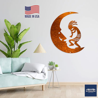 Riverside Designs Kokopelli Wall Art Steel Outdoor Decor | Heavy-Duty and Waterproof | Made in USA (Copper, 12L x 9.5W)