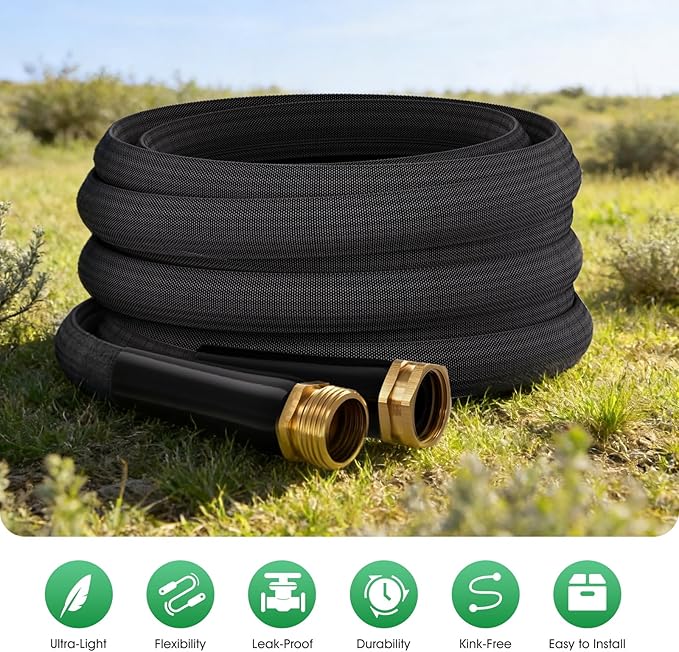 Garden Hose 25FT, Non-Expanding Water Hose Ultra Lightweight, Kink-Free, Burst-Resistant, Lead-Free, Durable & Flexible High-Pressure Hose for Yard, Lawn, Outdoor, Car Washing
