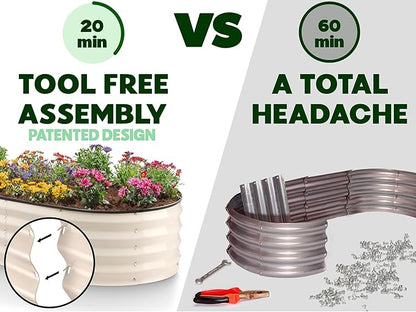 Plant & Plot Galvanized Raised Garden Beds Outdoor // 6×3×1 ft (2-Pack) Planter Raised Beds for Gardening, Vegetables, Flowers // Large Metal Garden Box // Patented Tool-Free Design (White)