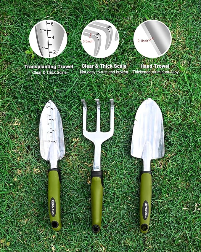 Garden Stool & Kneeler 7-Piece Set with 3 Aluminum Tools, Double-Layer Tote Bag & 2 Side Pouches - Foldable Gardening Bench Kit - Ideal Gifts for Women Mom Seniors (Light Green)