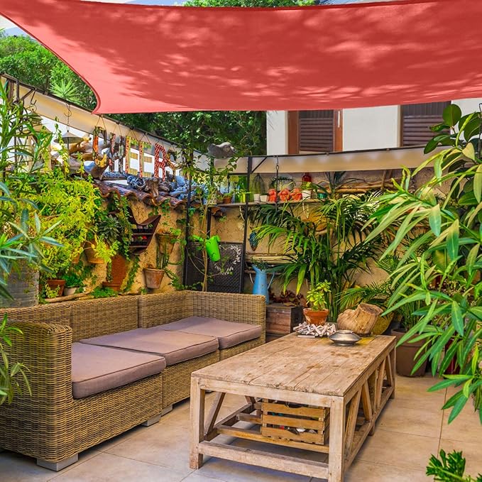 AsterOutdoor Sun Shade Sail Rectangle 12' x 16' UV Block Canopy for Patio Backyard Lawn Garden Outdoor Activities, Terra
