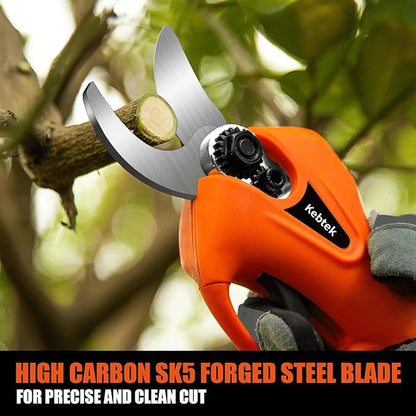 Pruning Shear Battery Powered, Kebtek Cordless Portable Electric Pruner with 2×2Ah Batteries 6-8H Runtime -16.8V 25MM/ Cutting Diameter, Lightweight 880g for Garden Tree Branch Pruning