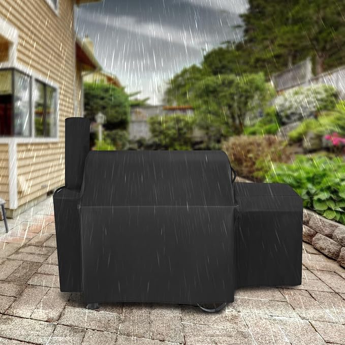 Grill Cover Compatible with Char-Griller Grand Champ Charcoal Grill and Offset Smoker Model #8250, 71" L x 25" W x 51" H, Heavy-Duty 600D Waterproof