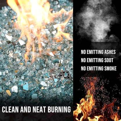Skyflame 10-Pound Fire Glass for Fireplace Fire Pit and Landscaping, 1/4-Inch Aqua Blue Reflective