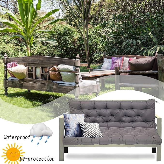 Replacement Cushions for Swing, Swing Cushions 3 Seater Replacement, Waterproof Thicken Washable Pad Cushion for Outdoor Indoor Furniture Swing Patio (Dark Gray, 40x60 inch)