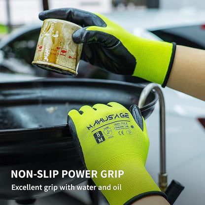 Safety Work Gloves - Protective Glove for Men & Women - Ultrathin Hand Protection - For Construction, Gardening, Landscaping - Yellow - Size M - 24 Pairs