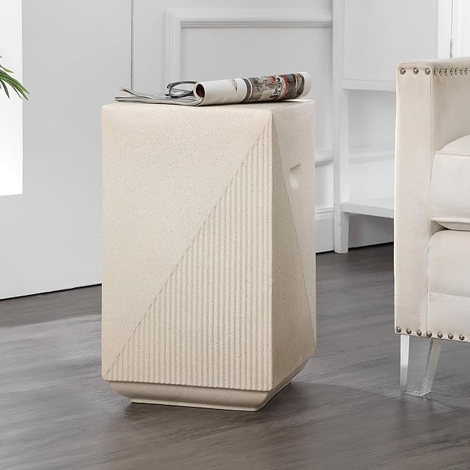JONATHAN Y TBL1104A Adrian 20.75" Contemporary Minimalist Square Indoor/Outdoor Accent Table Modern, Mid-Century, Art Deco, Contemporary, Patio, Garden, Bathroom, Living Room, Cream Terrazzo Finish