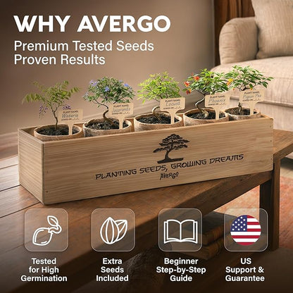 Bonsai Tree Kit Classic - 5X Unique Japanese Bonzai Trees | Complete Indoor Bonsai Starter Kits for Growing Trees – DIY Gardening Gifts for Mother, Women & Men, for Father's Day