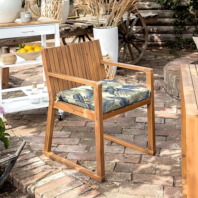 LVTXIII Outdoor Seat Cushions Set of 2 Square Corner Chair Cushions with Ties, Patio Chair Pads for Home Office and Patio Garden Furniture Decoration 18.5"x16"x2", ‌Lush Palm Blue
