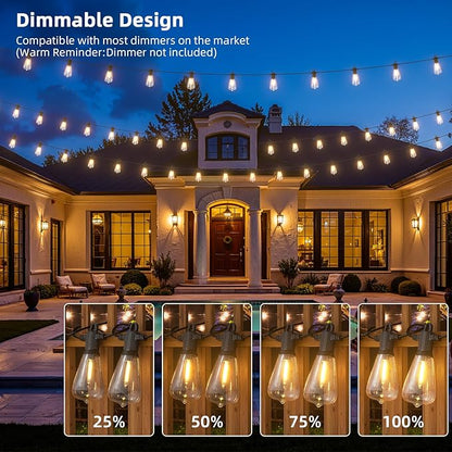 FOOMAN LED Outdoor String Lights, 240FT Outside Waterproof Patio Lights with 120+4 Shatterproof ST38 Edison Bulbs, 2700K Warm White Hanging Light, Dimmable Light for Backyard Garden Bistro Party Cafe
