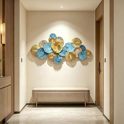 Roivikis Large Metal Wall Art Decor, 3D Abstract Lotus Leaves Wall Handcrafted Modern Decoration for Indoor Outdoor for Living Room, Bedroom, Entryway 52" x 24"