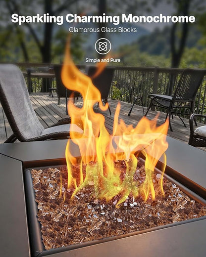 VEVOR Fire Glass, 10 LBS / 4.5 KG High-Temperature Resistant Fireplace Rocks, 1/4-Inch / 6.35 mm Reflective & Smokeless Firepit Glass Rock, High Luster Stone Landscaping for Fire Pit Table, Copper