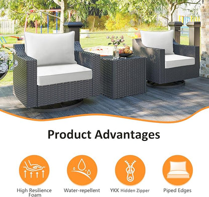 Outdoor Patio Chair Cushions Set, 24" x 24", Set of 2, Water-Repellent, Fade Resistant, Deep Seat Bottom and Back Cushion for Backyard, Couch, Sofa and Patio Furniture, Linen
