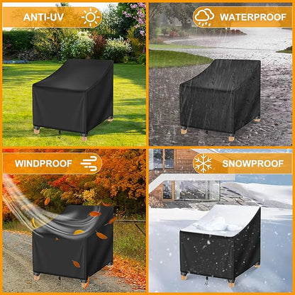 Kipiea Patio Chair Covers Waterproof Winter 2 Pack - Heavy Duty Lawn Outdoor Furniture Chair Covers with Anti UV and No Tears, No Fading (38" W x 31" D x 31" H)
